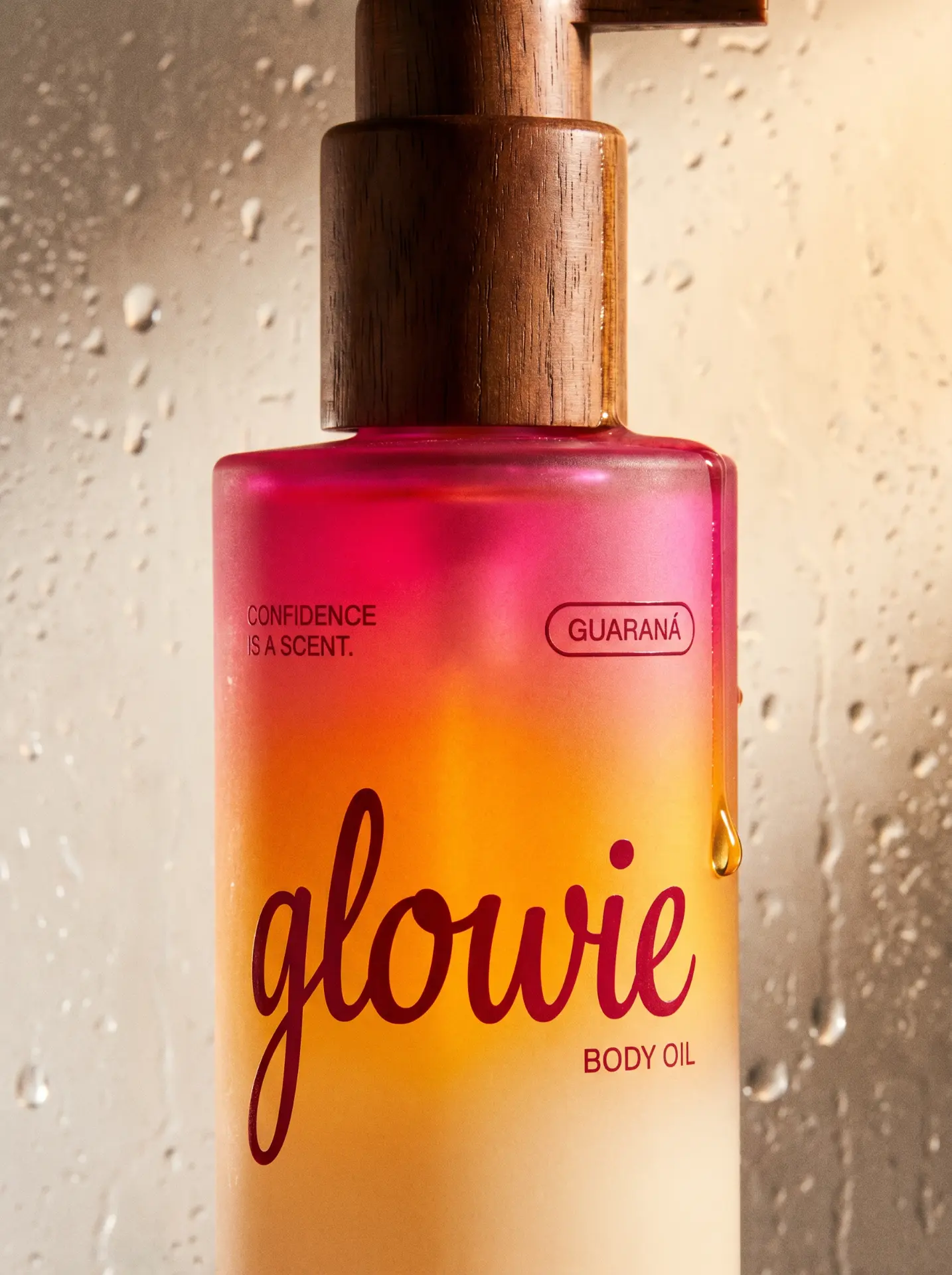 Sunset-color Glowie oil packaging creative concept