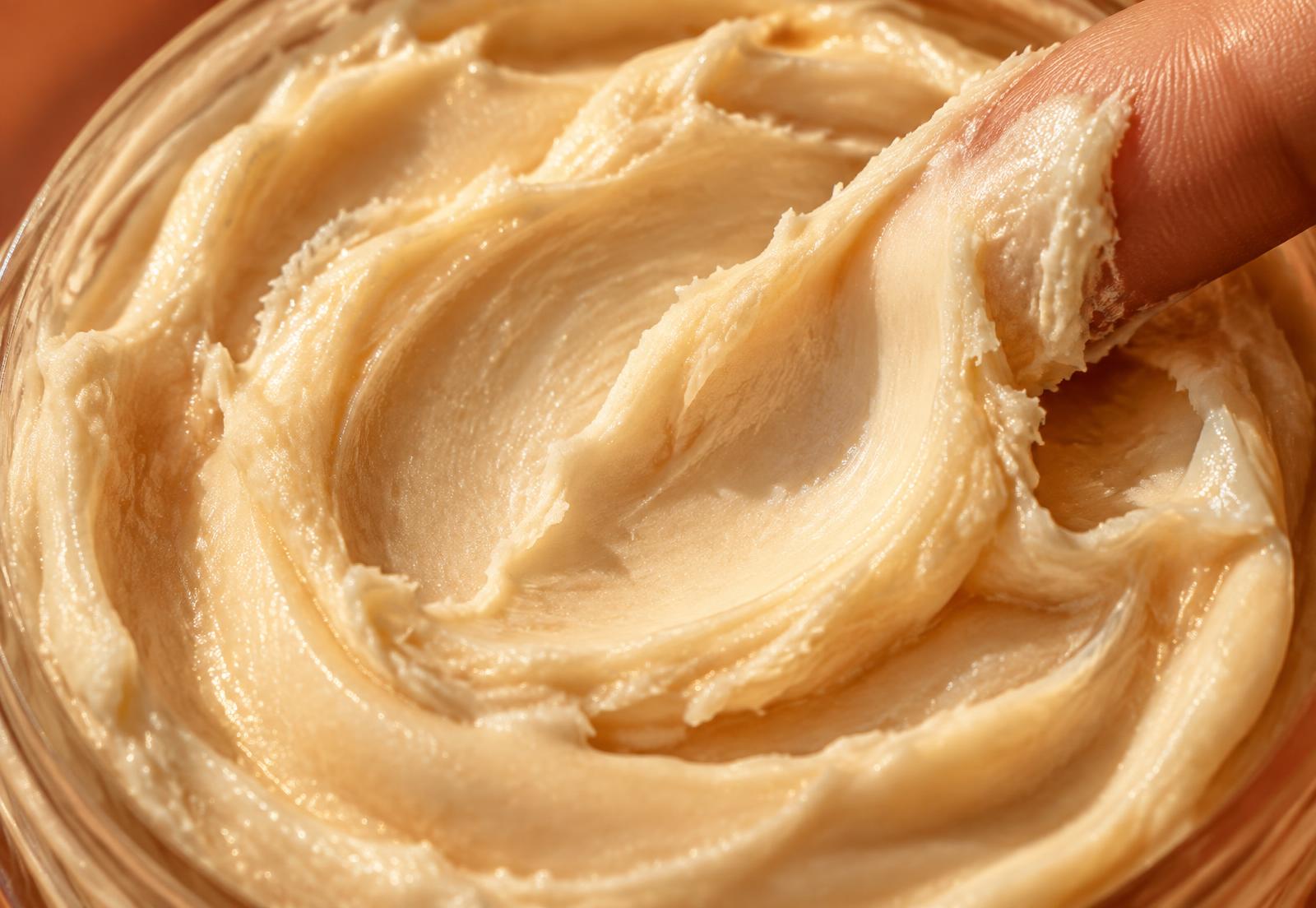 Rich cream texture study in warm golden light